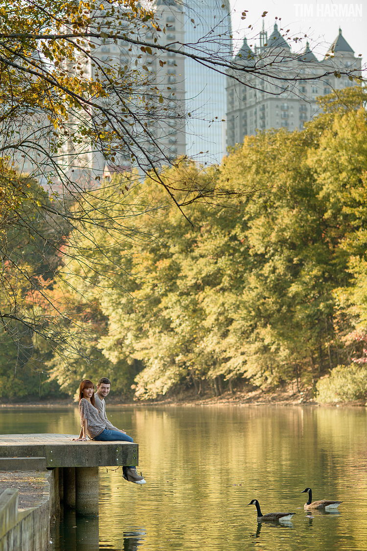 engagement shoot at Piedmont Park during the fall