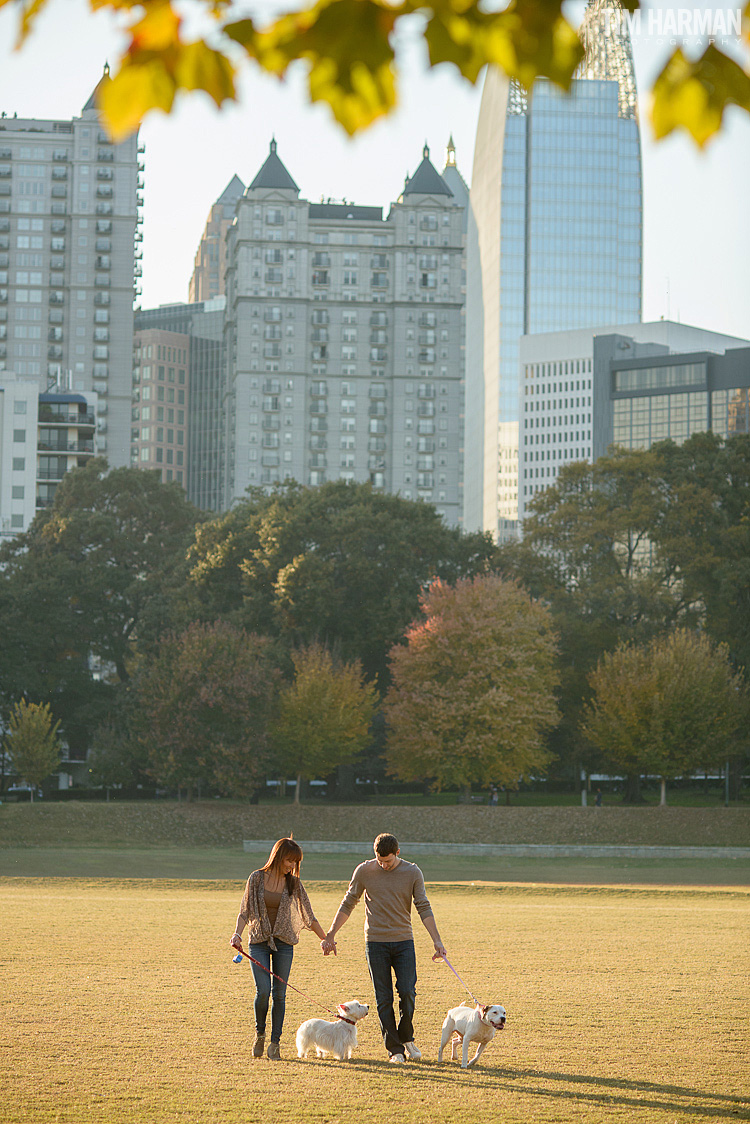 engagement shoot at Piedmont Park during the fall